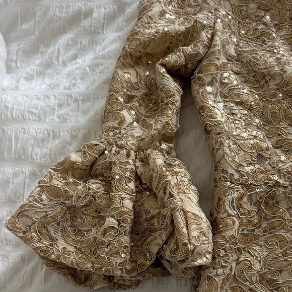 Betsy & Adam Gold Floral Lace Dress - Picture 15 of 15